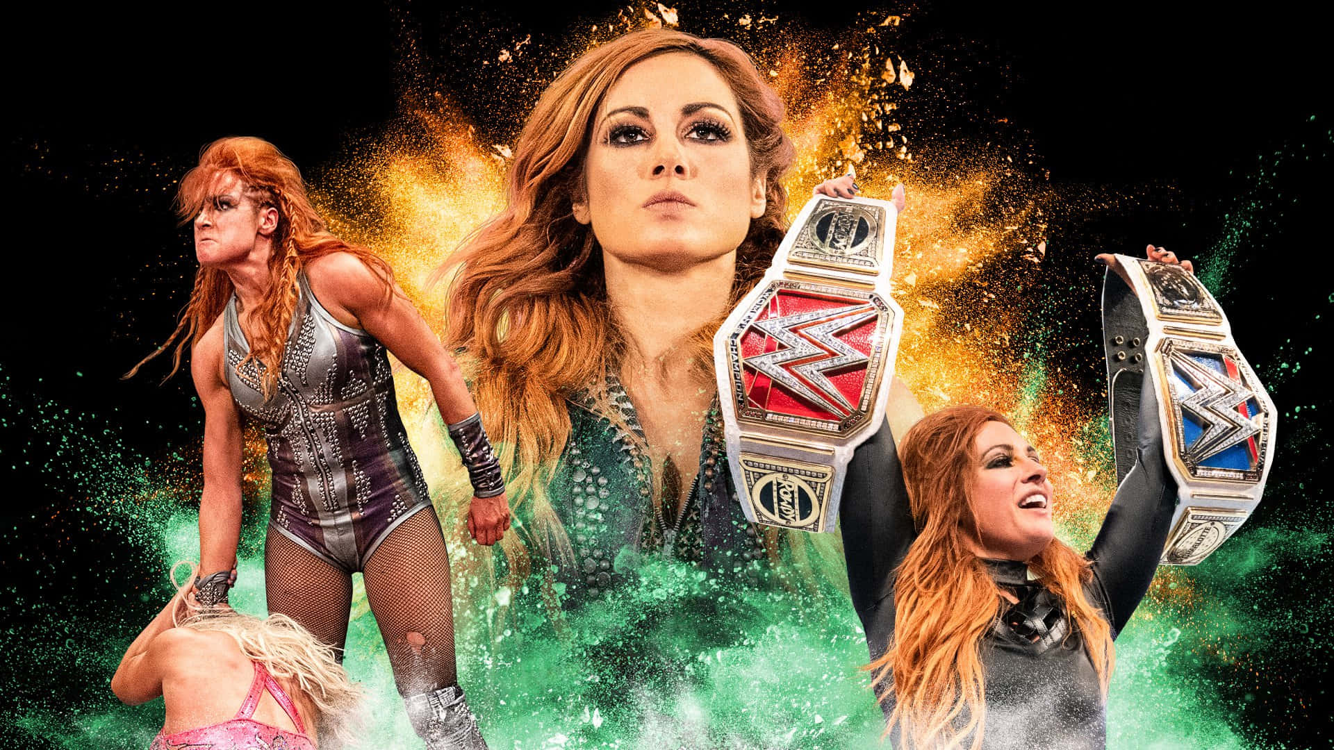 Becky Lynch In Color Explosion Background