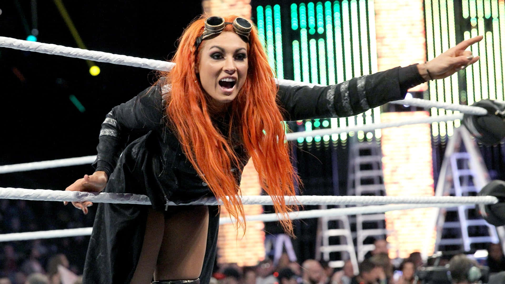 Becky Lynch Leaning Over The Ring