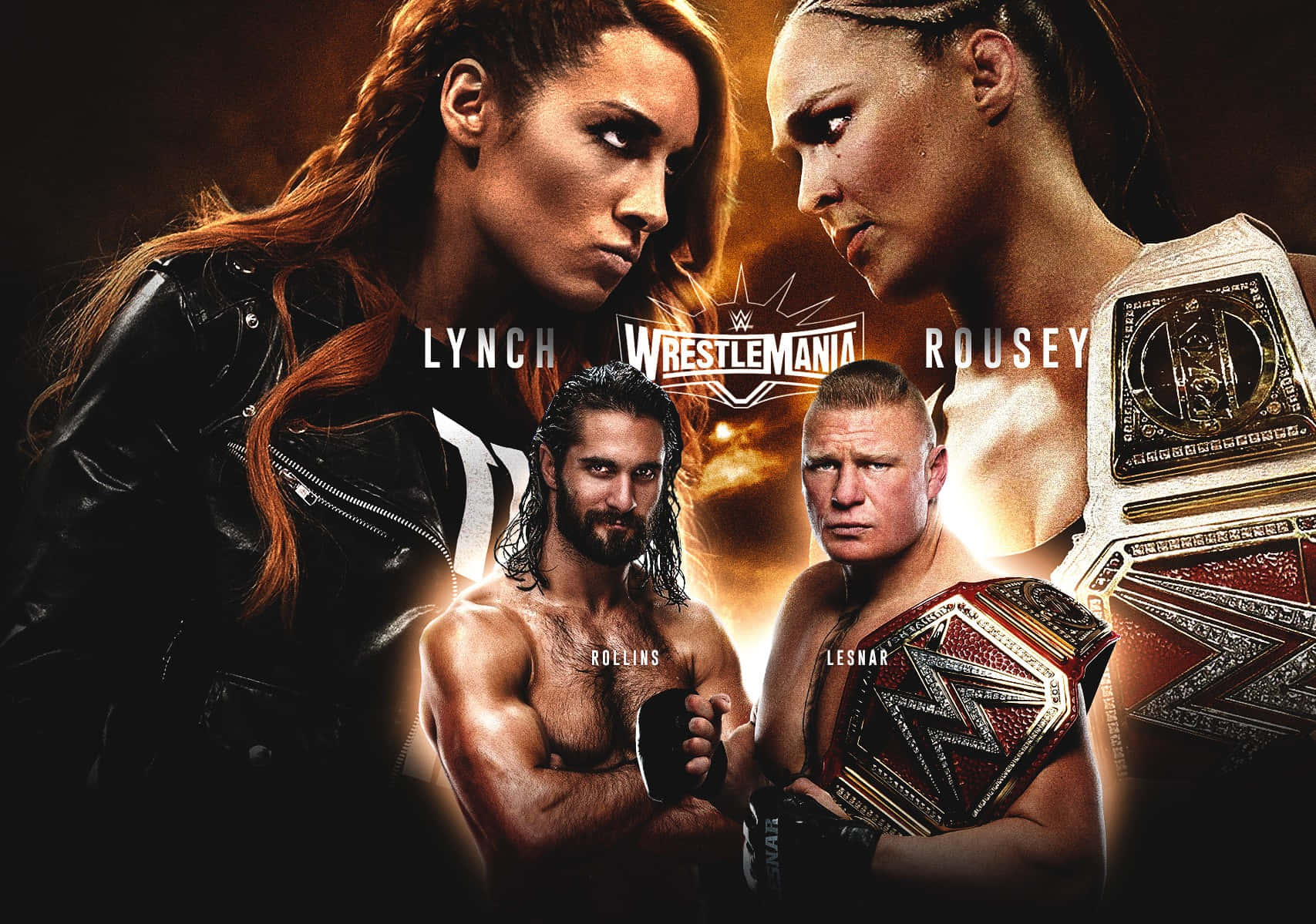 Becky Lynch Vs Ronda Rousey Match Poster Background