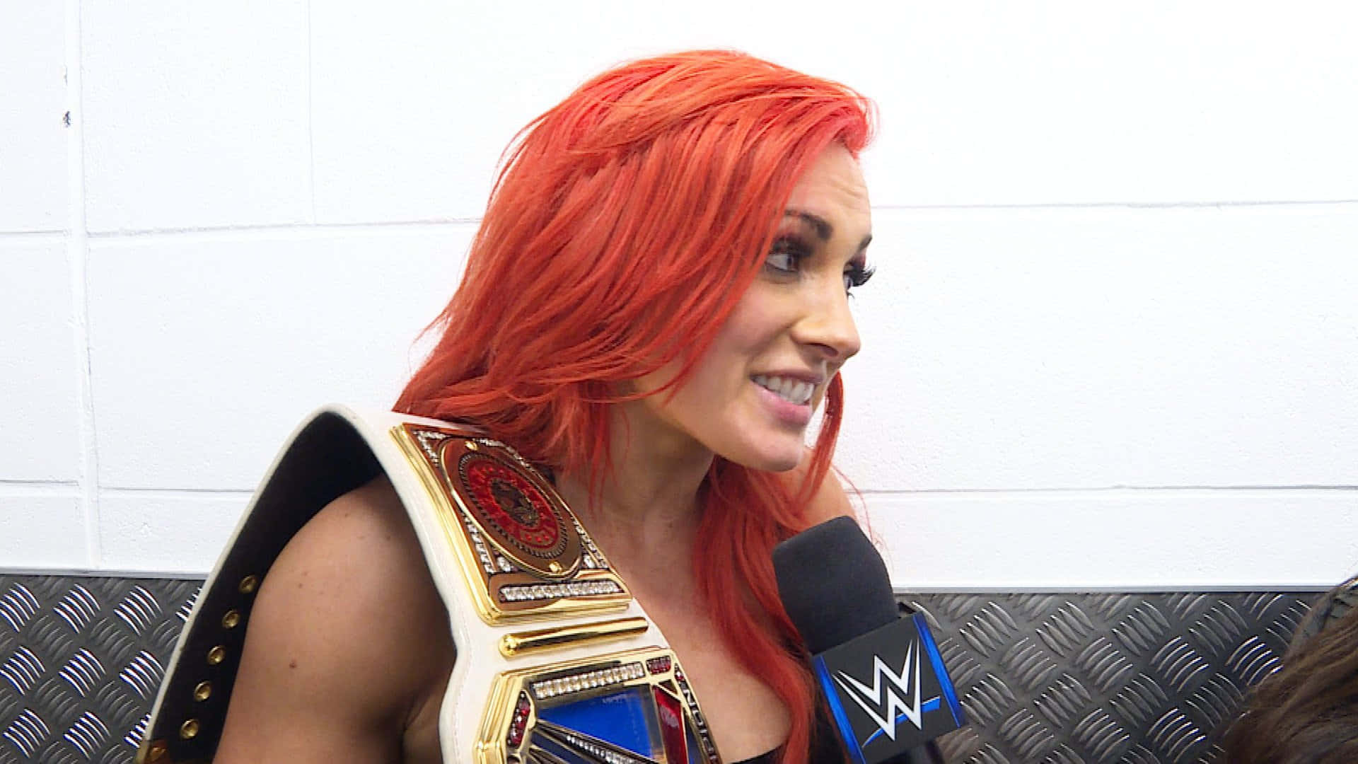 Becky Lynch With Her Championship Belt Background