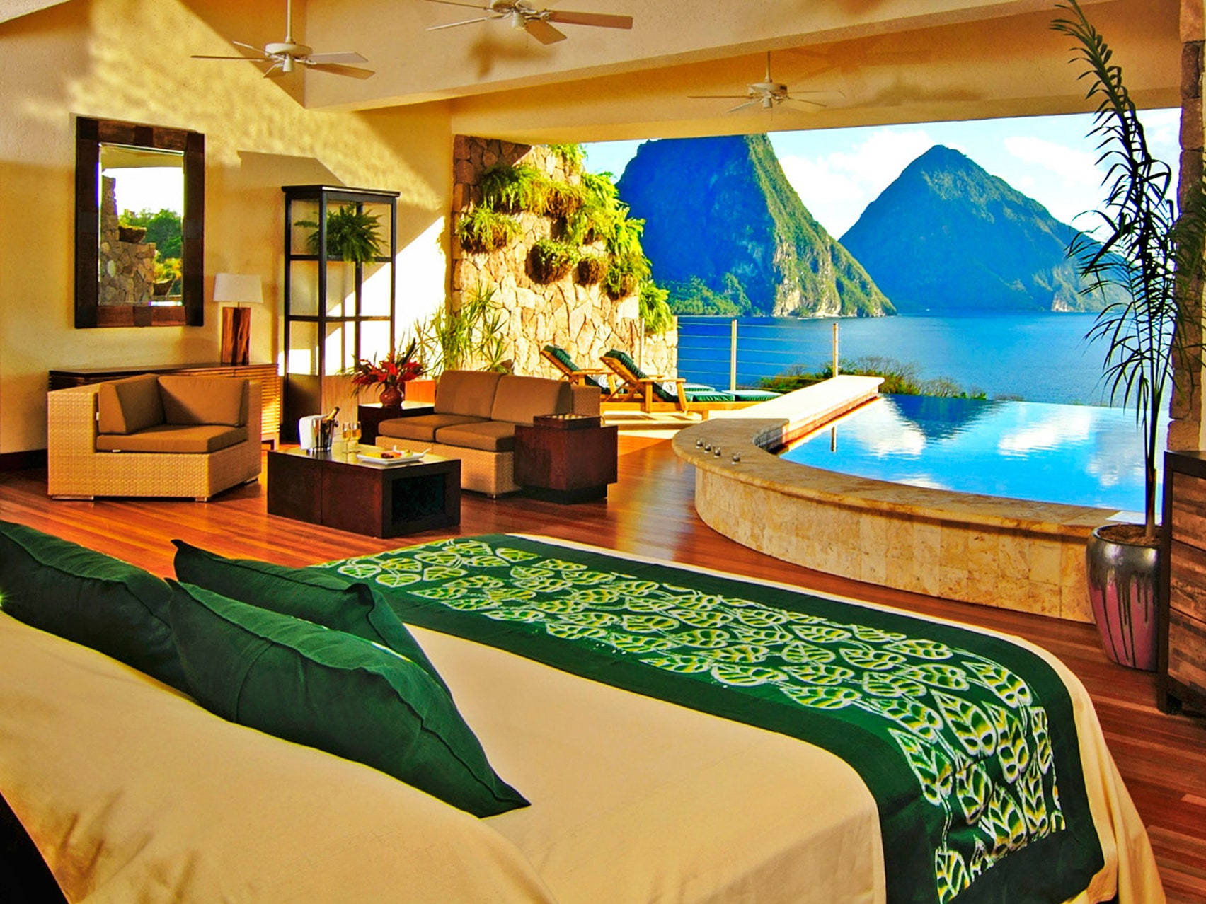 Bedroom View In A St Lucia Hotel