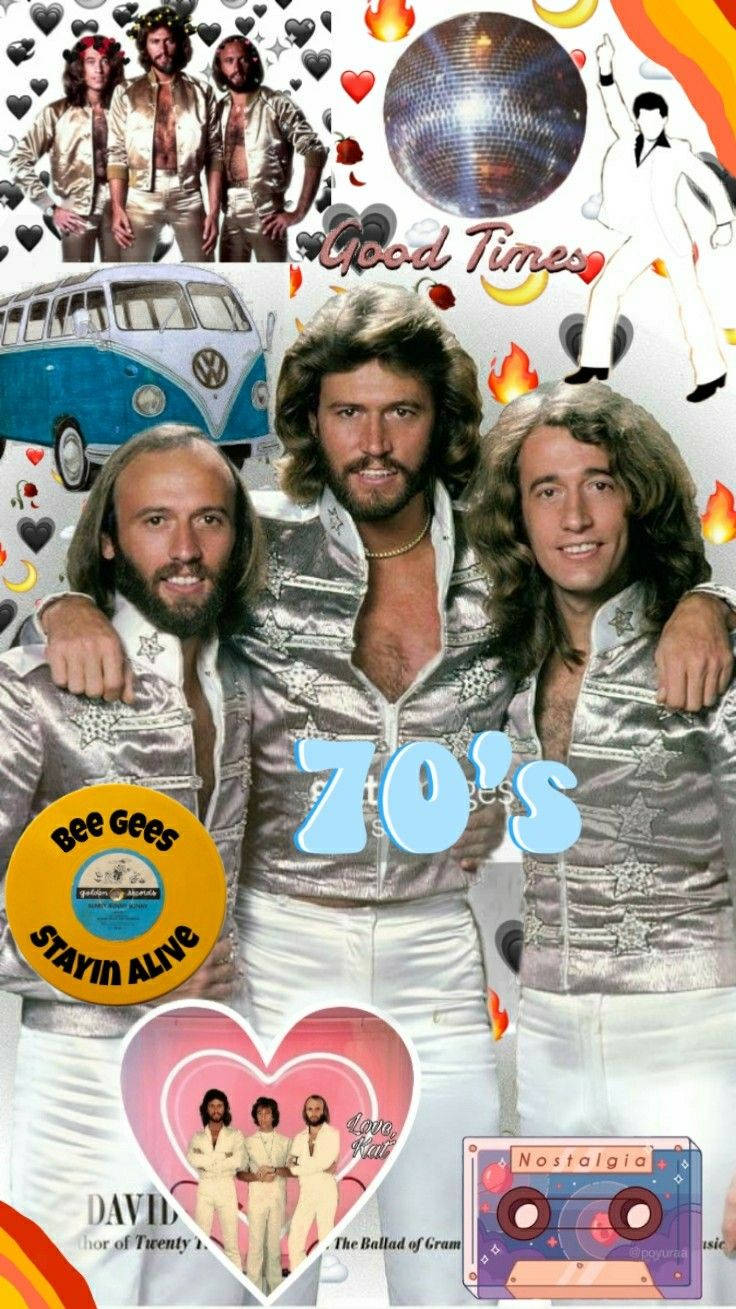 Bee Gees 70s Pop Group Vintage Fan Art Background