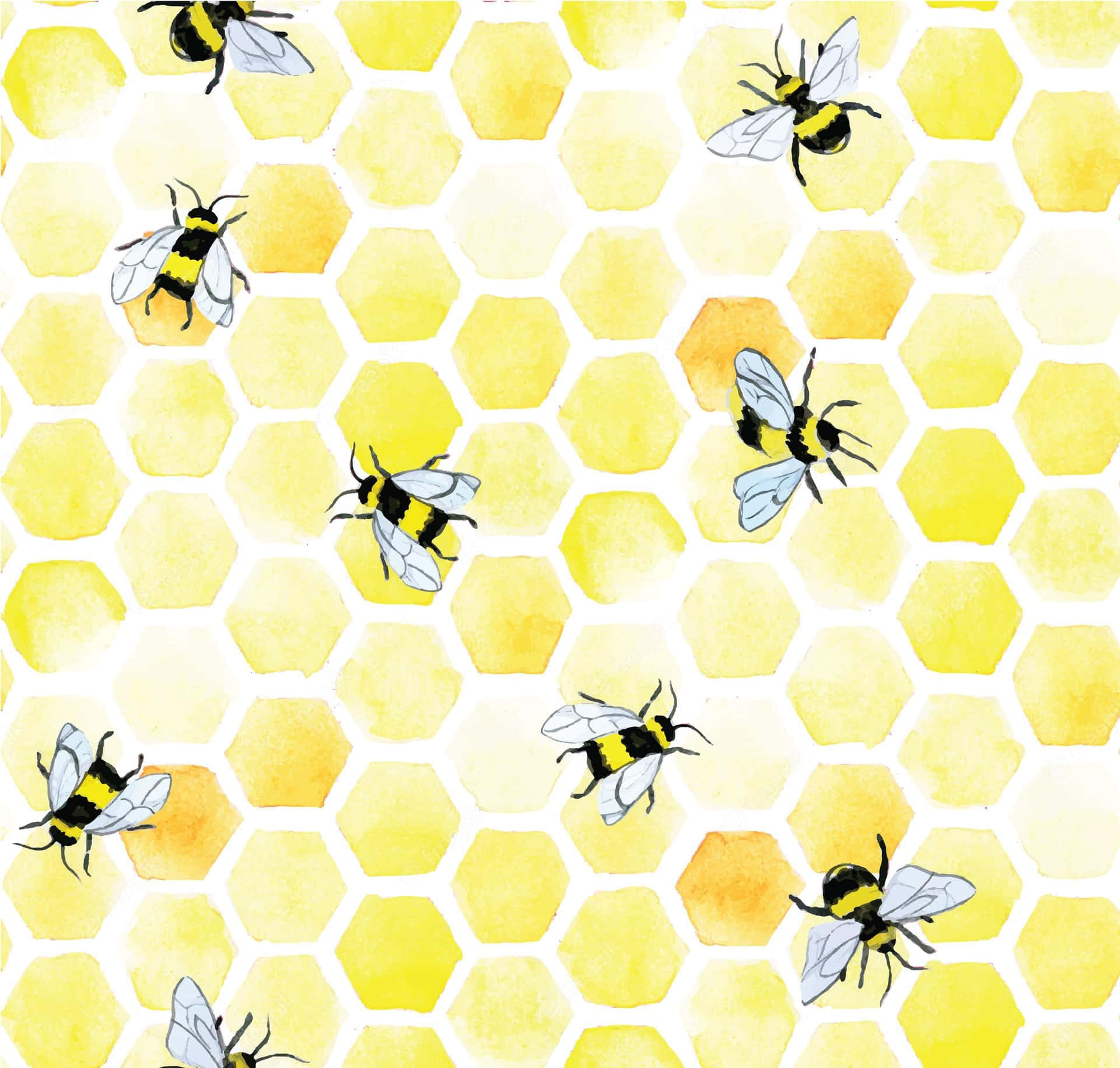 Bee With Retro Background Background