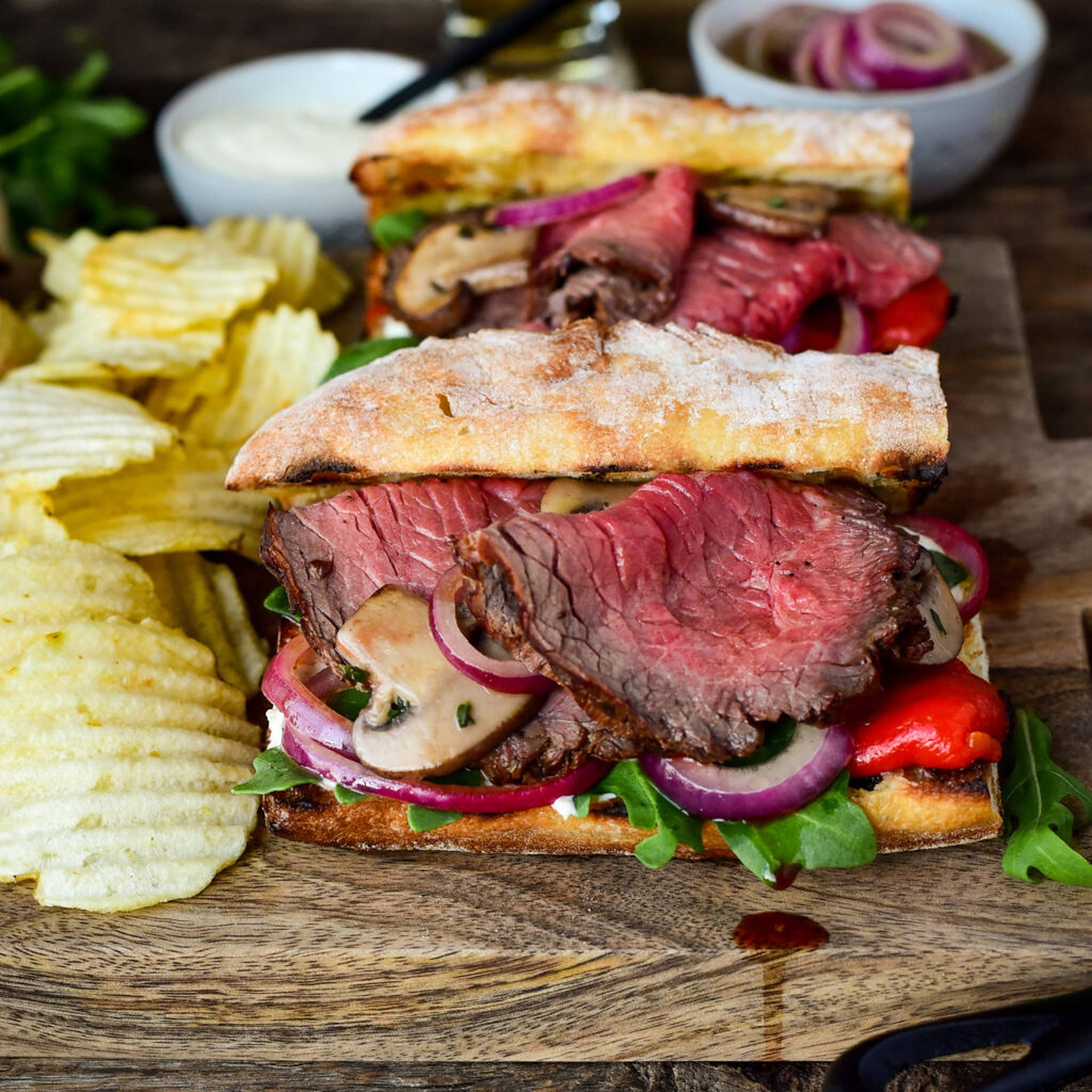 Beef And Mushroom Sandwich Background