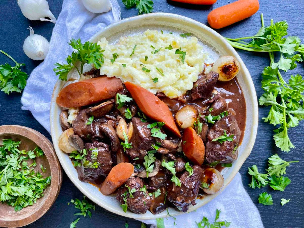 Beef Bourguignon And Mashed Potato Background