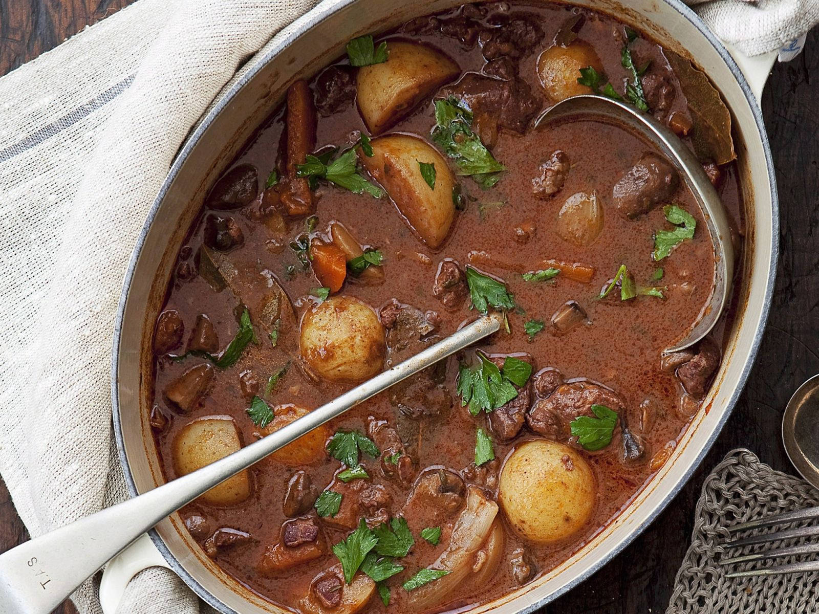 Beef Bourguignon Marble Potatoes