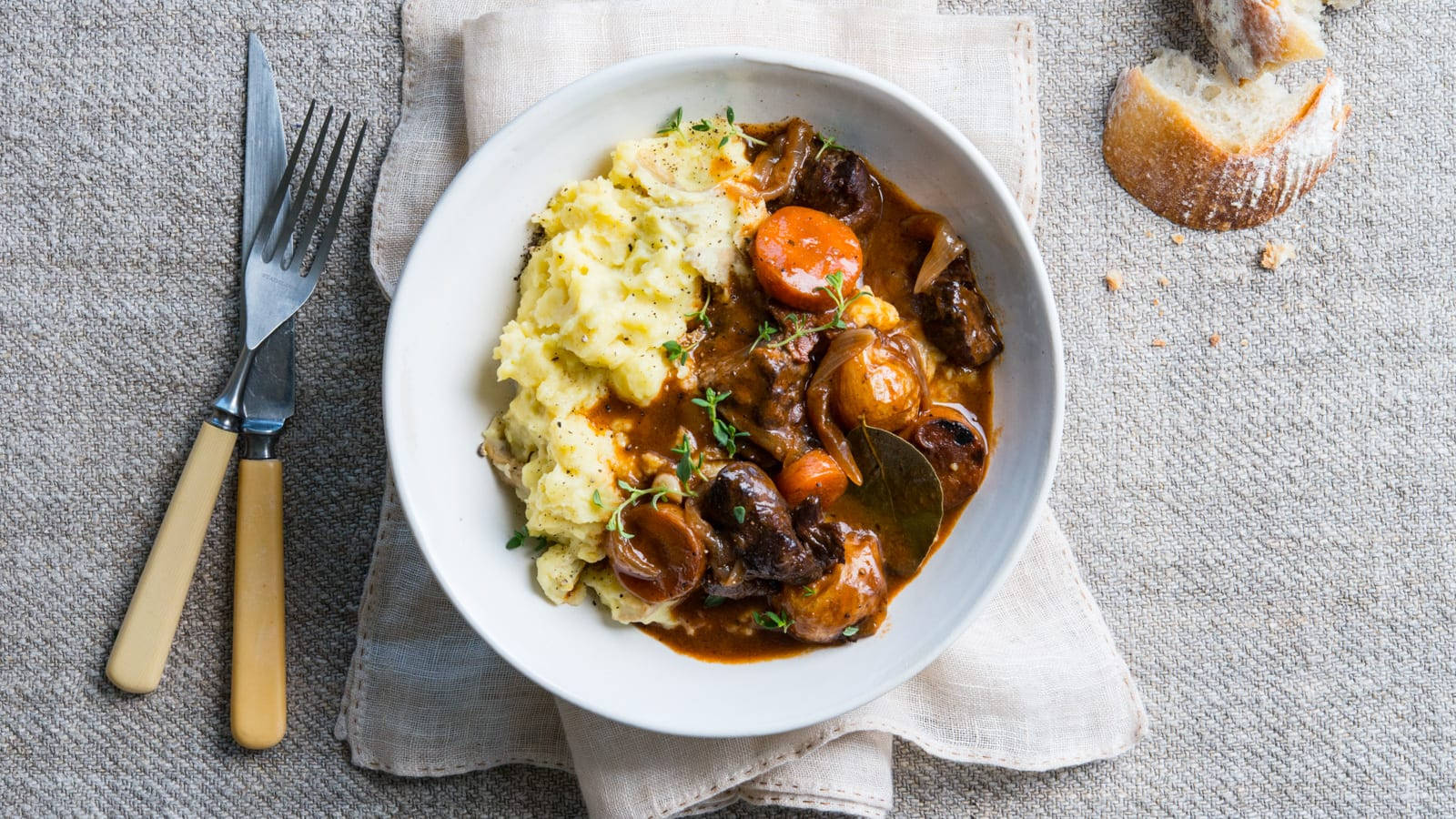 Beef Bourguignon Mashed Potato Dish Background