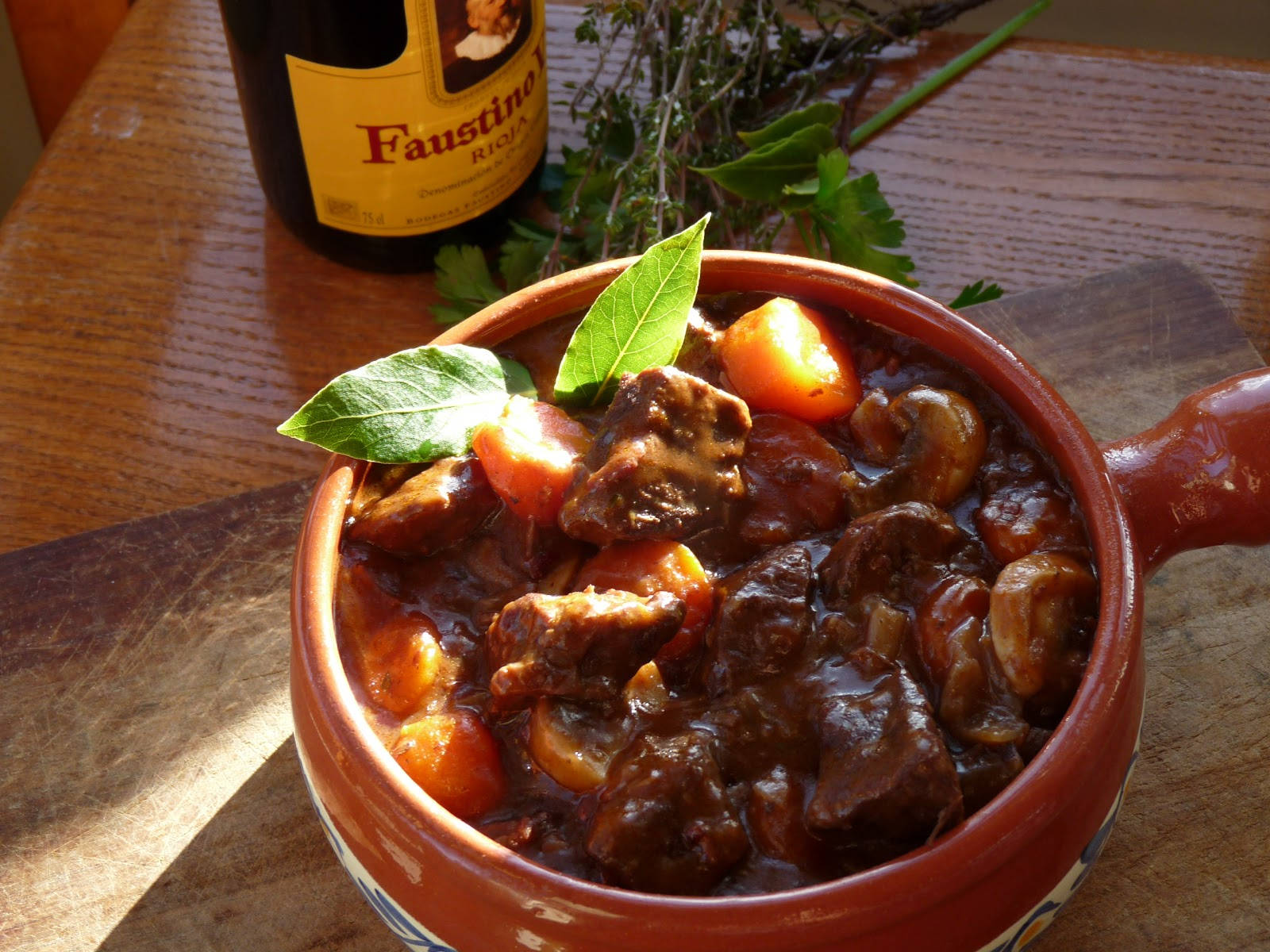 Beef Bourguignon Red Wine Background