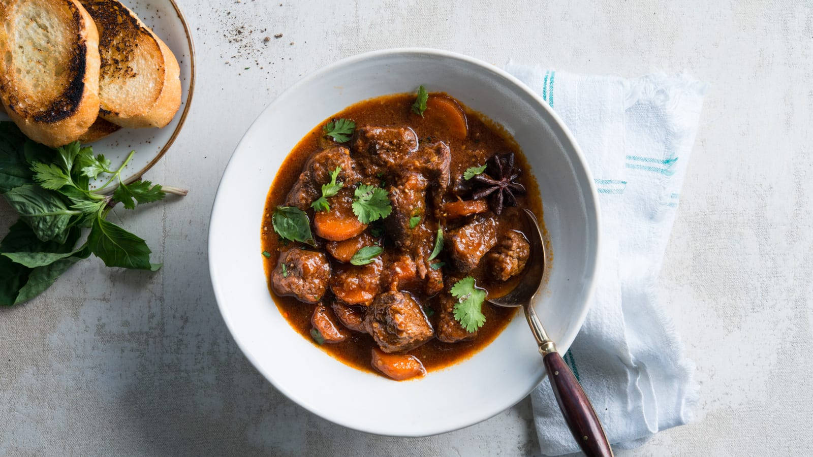 Beef Bourguignon Toasted Bread Background