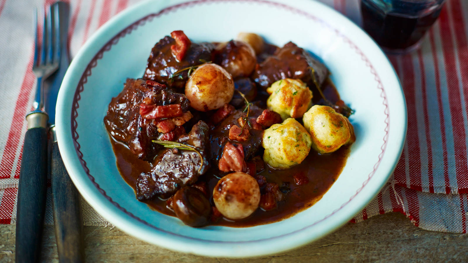 Beef Bourguignon With Chicken Balls