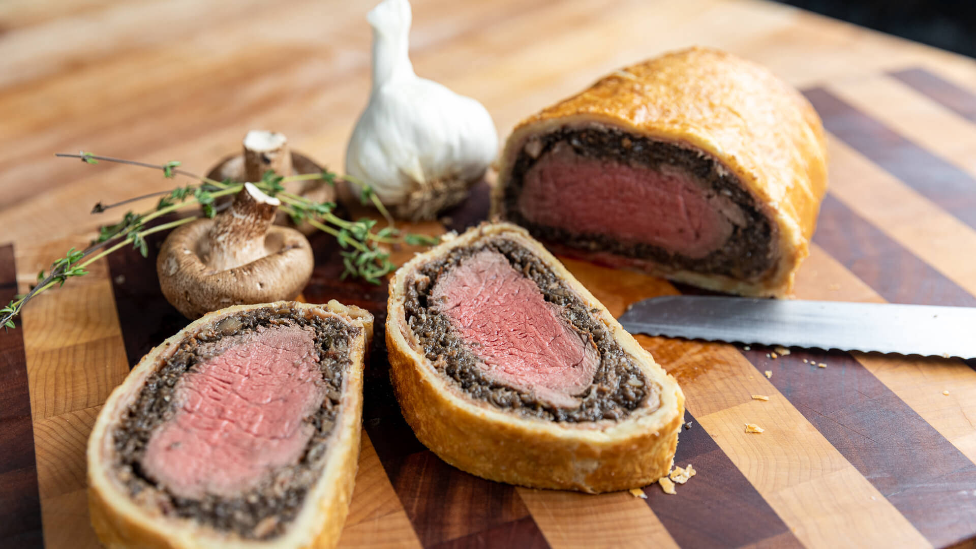 Beef Wellington Mushroom Garlic Background