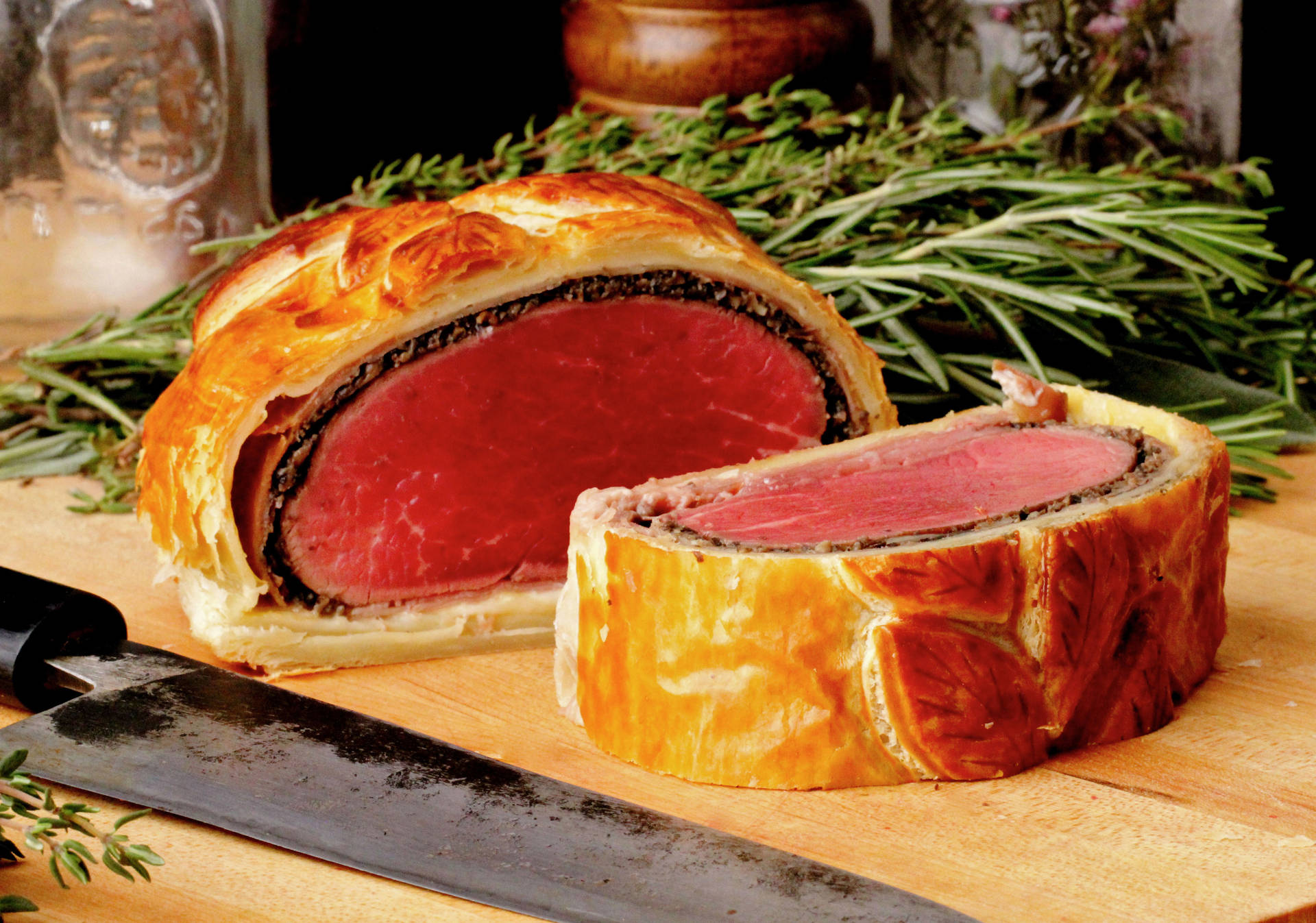 Beef Wellington Rosemary Thick Background