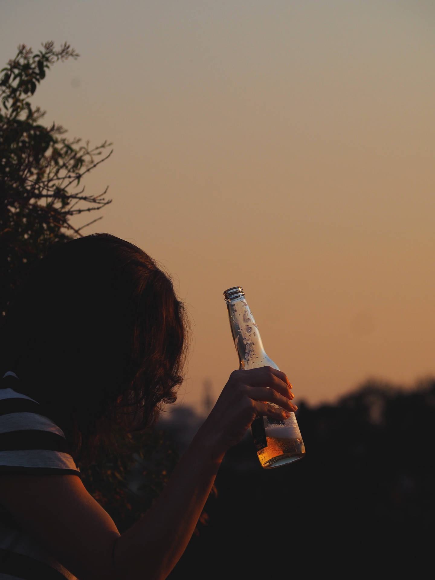 Beer Bottle And A Girl Background