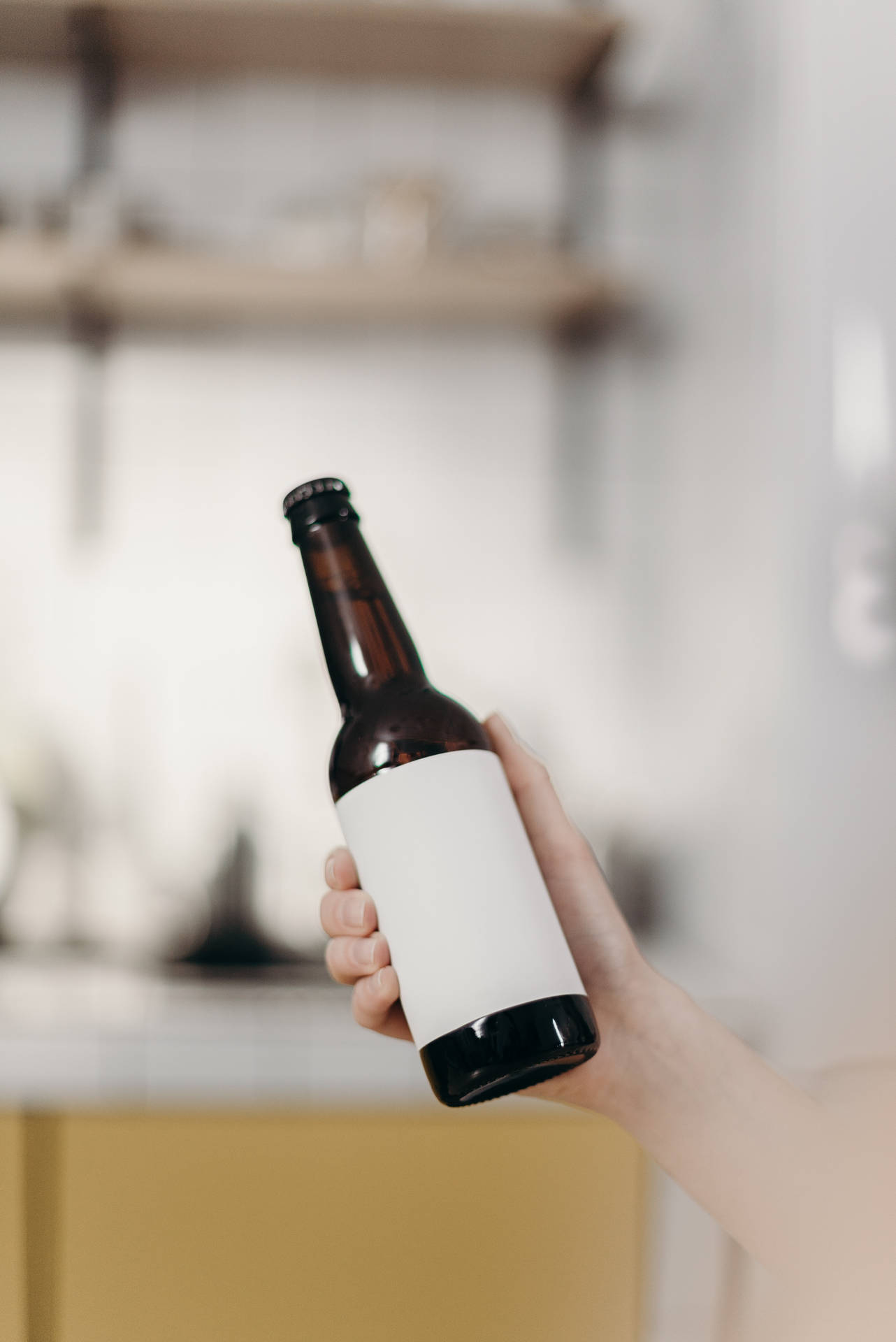 Beer Bottle With A White Label Background