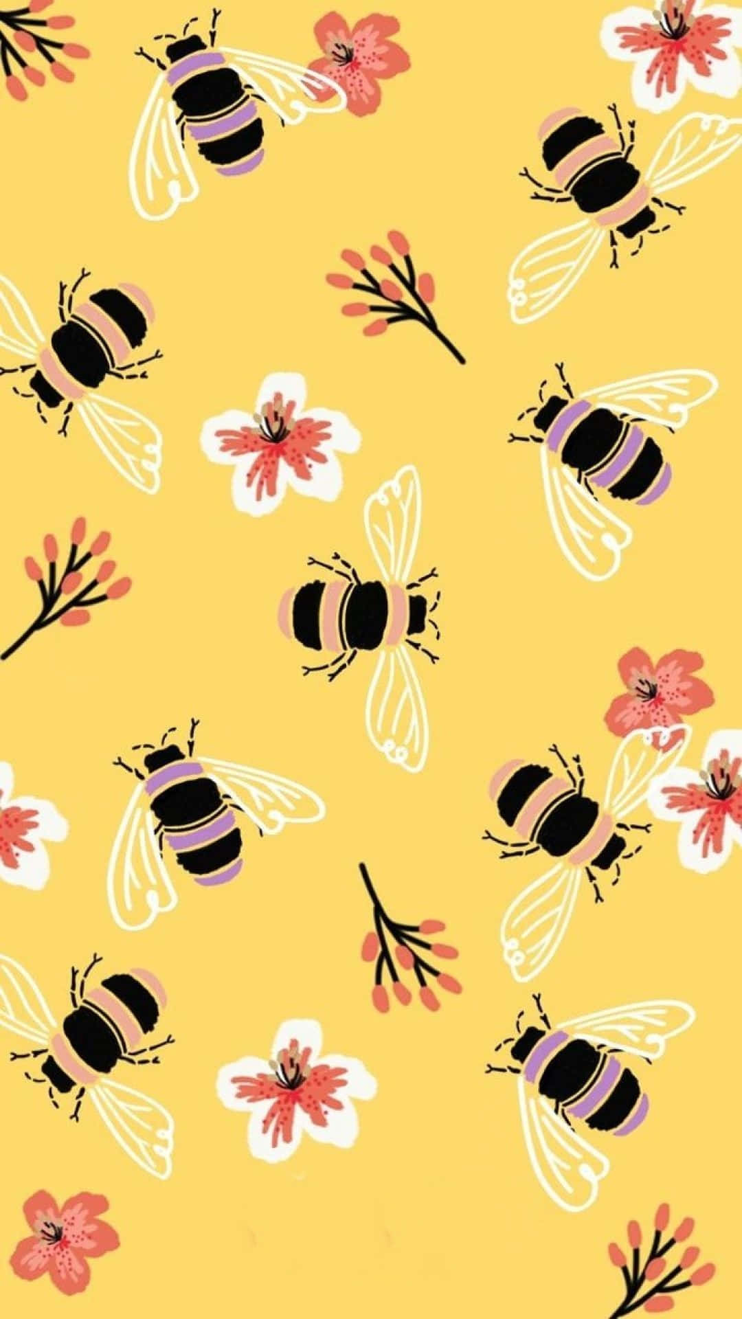 Bees Flowers Pattern Iphone Drawing