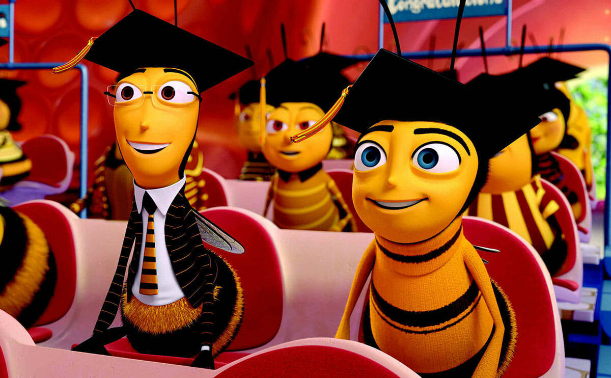 Bees In A School Bus Background