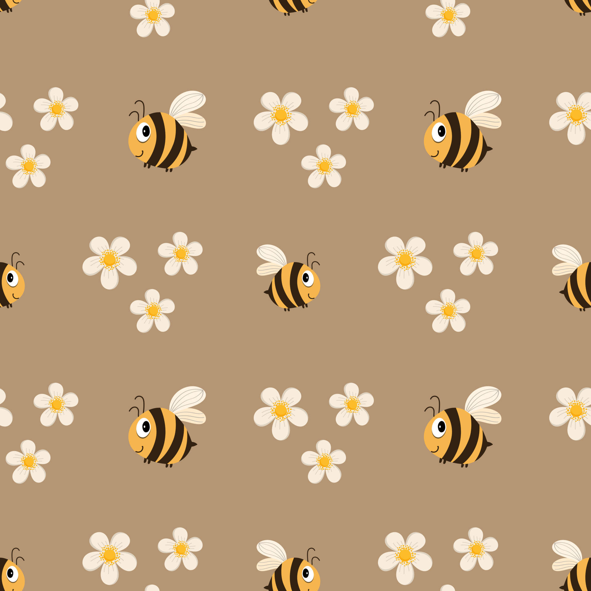 Bees Wandering Over Beige Background Background