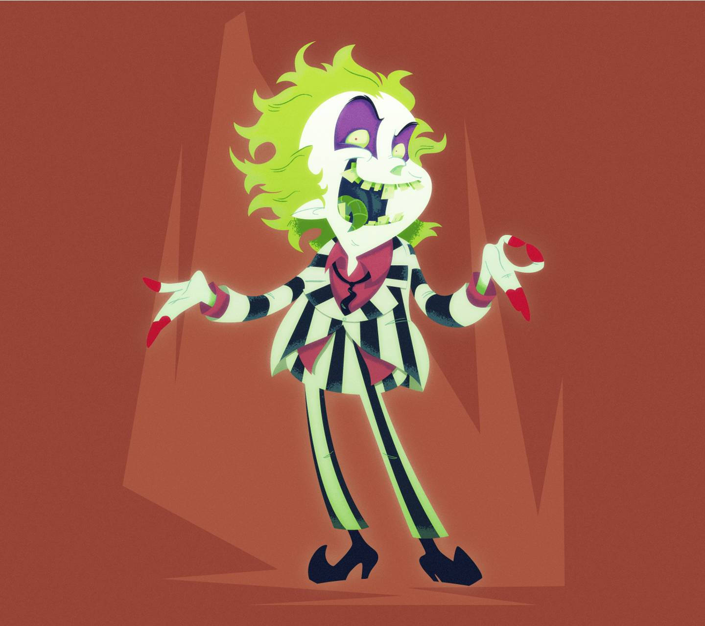 Beetlejuice Cartoon In Red Background