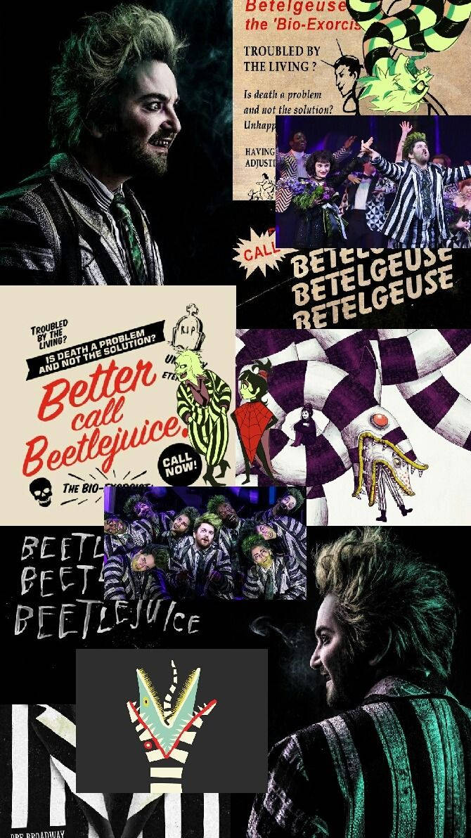 Beetlejuice Vintage Collage Background