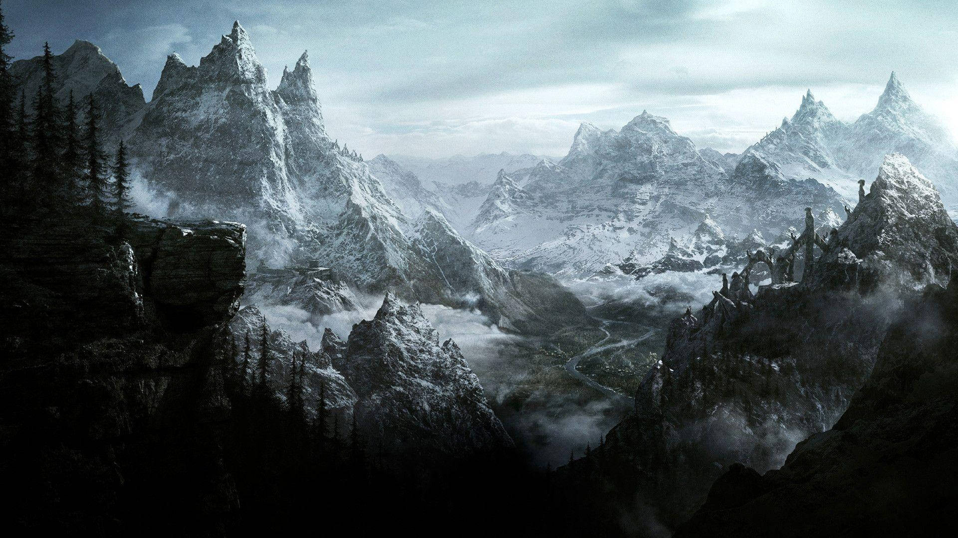 Behold, The Breathtaking Scenery And Beauty Of Skyrim. Background