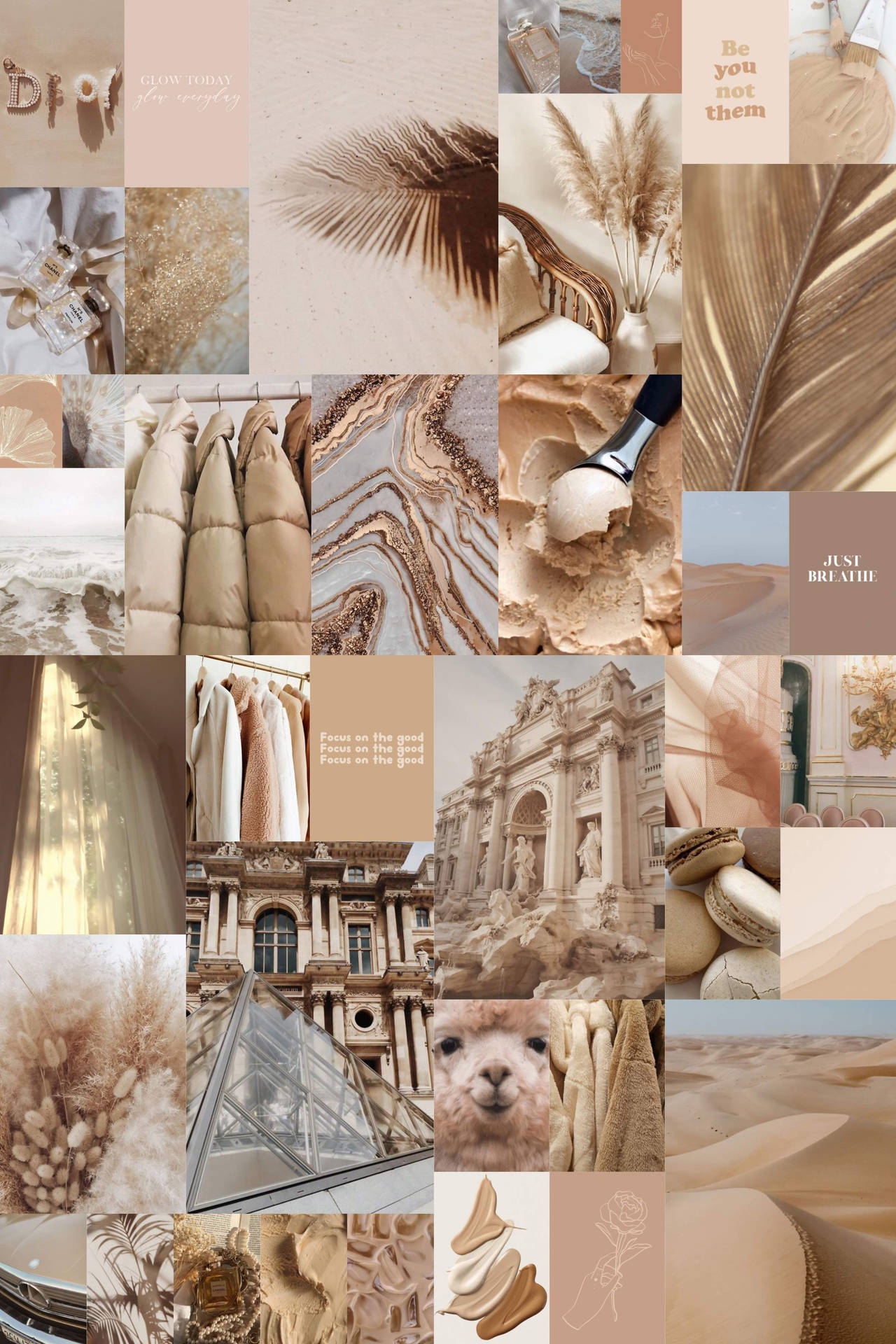 Beige Aesthetic Collage With Close-up Photos