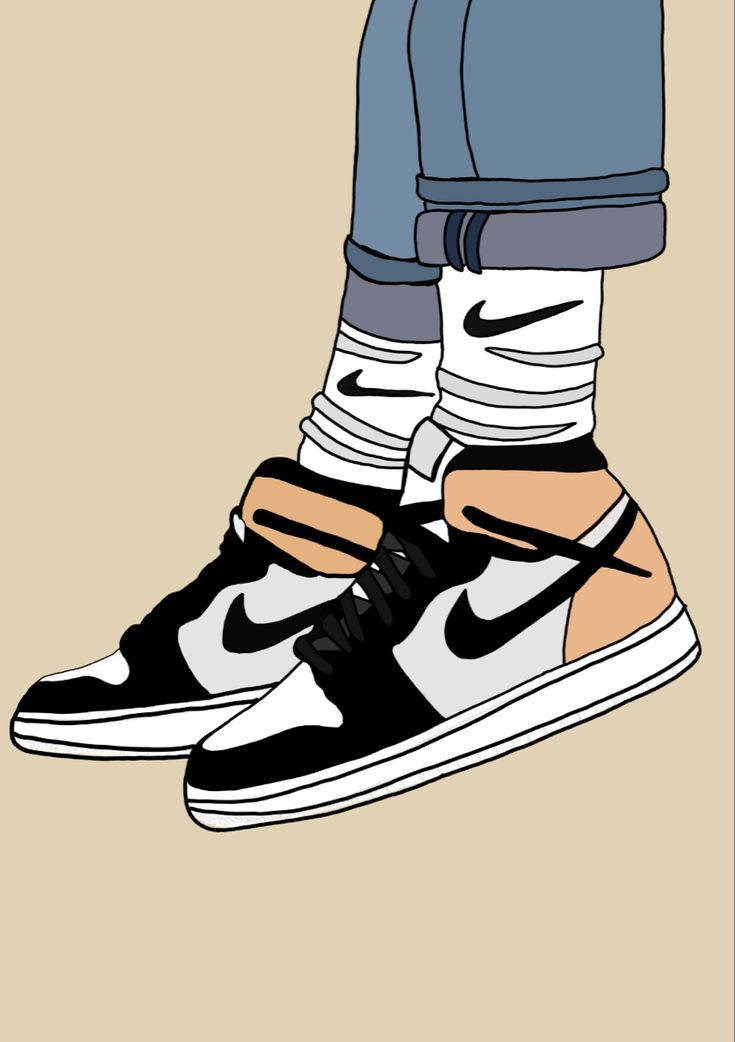 Beige Cartoon Nike Shoes Background