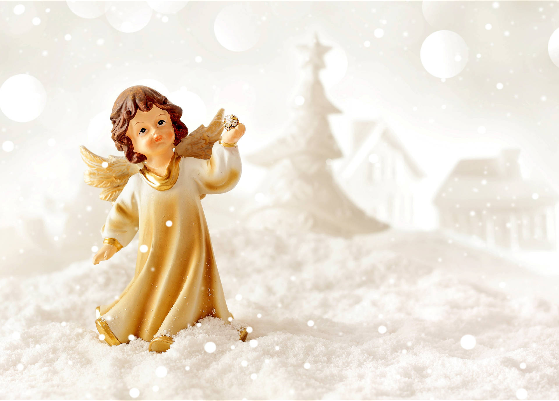 Beige Christmas Angel Background