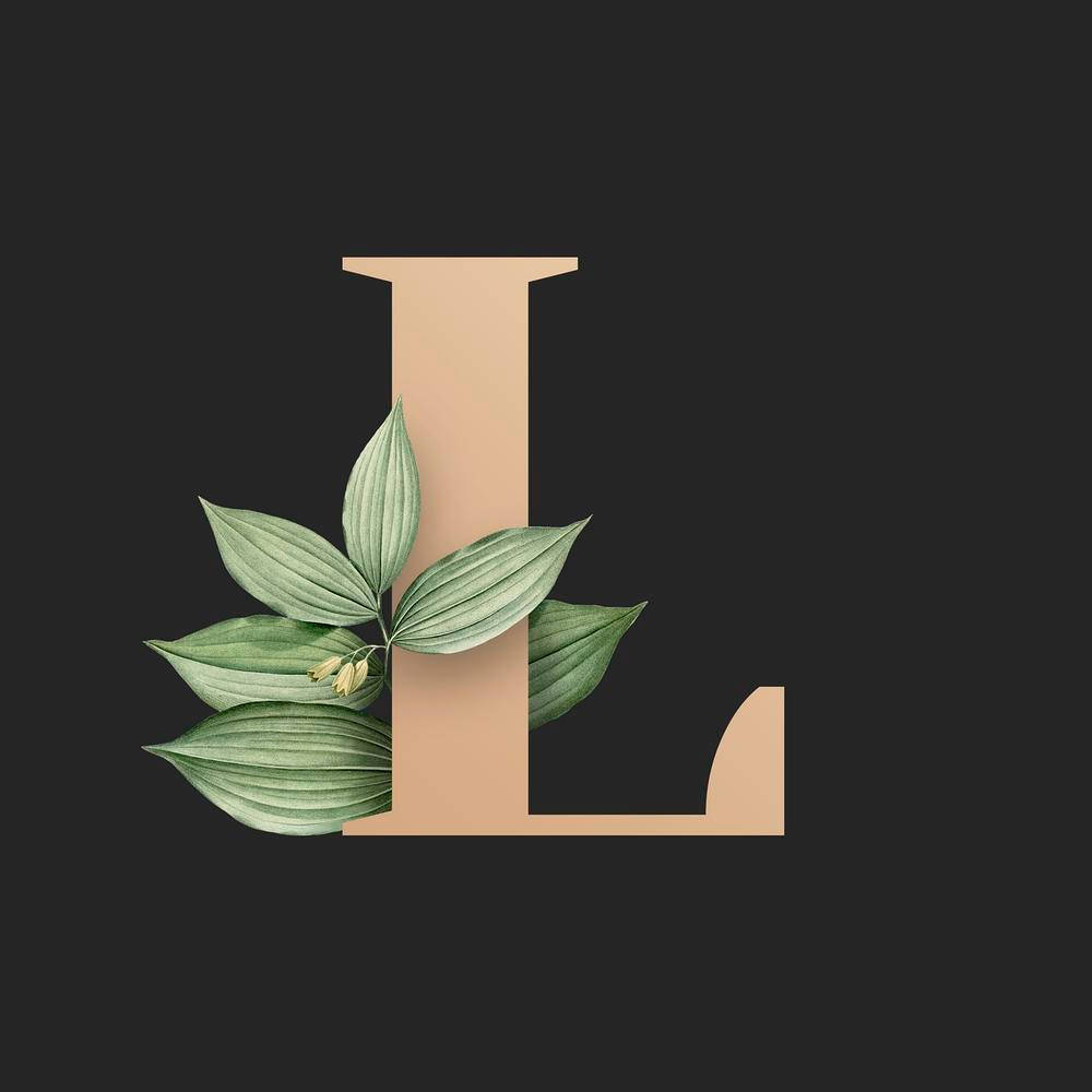 Beige Letter L With Leaves Background
