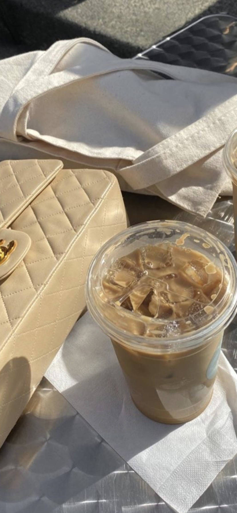 Beige Purse And Iced Coffee Aesthetic