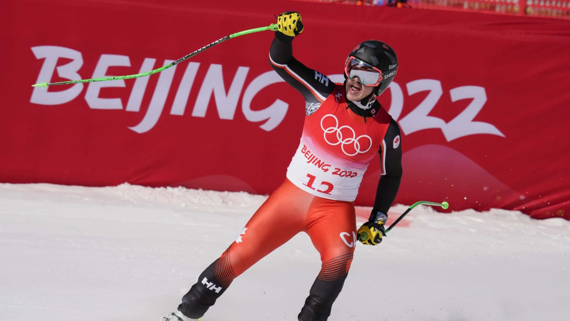 Beijing2022 Skiing Competitor Finish Background