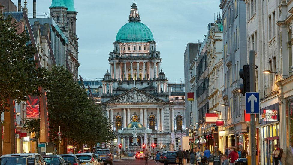 Belfast City Hall Illuminated At Dusk