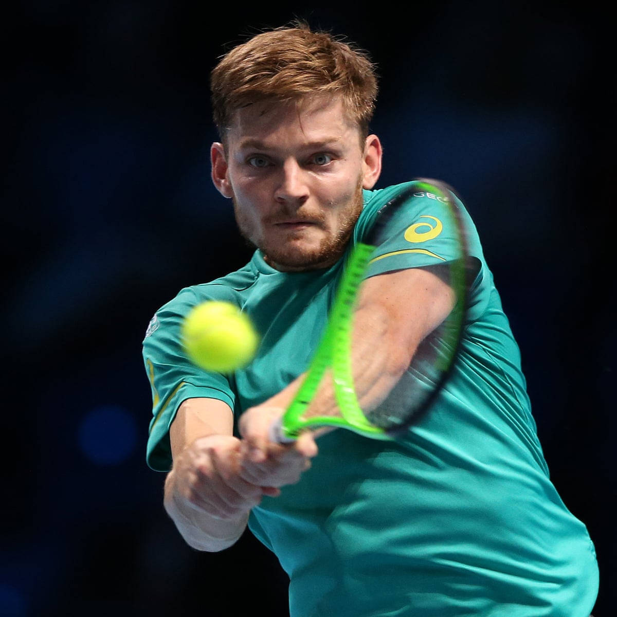 Belgian Tennis Star David Goffin In Action Background