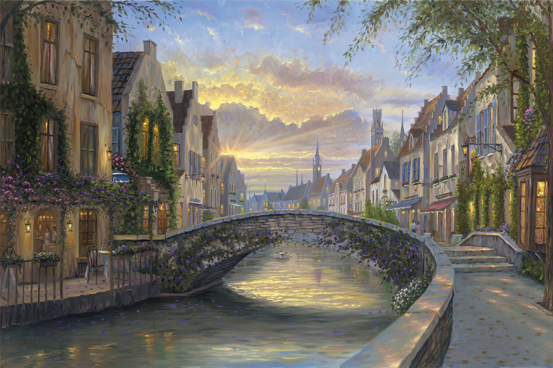 Belgium Town In Spring Art Background