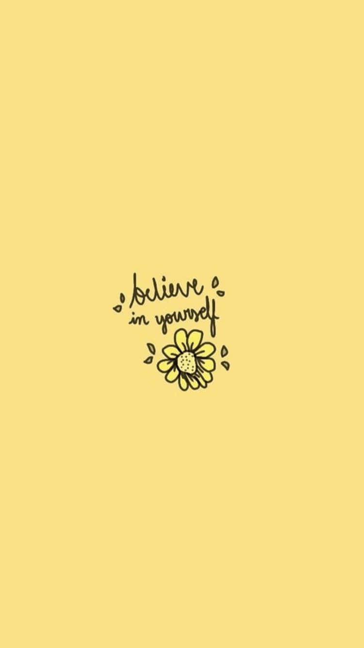 Believe In Yourself Cute Pastel Yellow Background