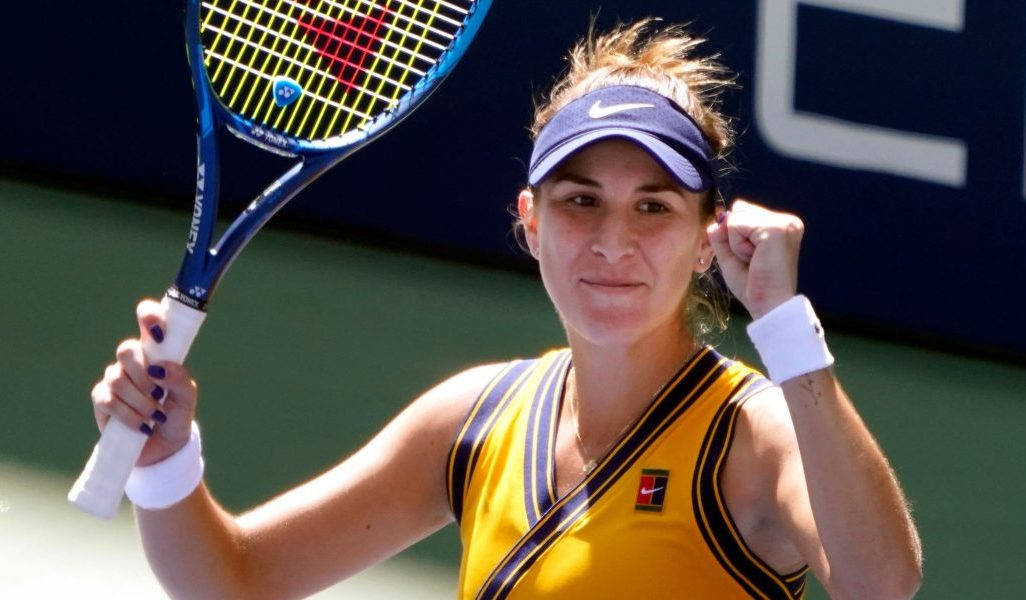 Belinda Bencic Smiling With Fist Pump Background