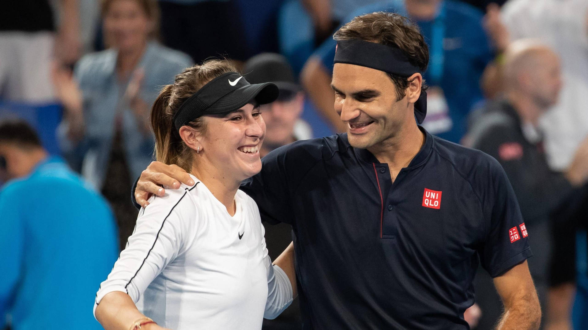 Belinda Bencic With Roger Federer Background