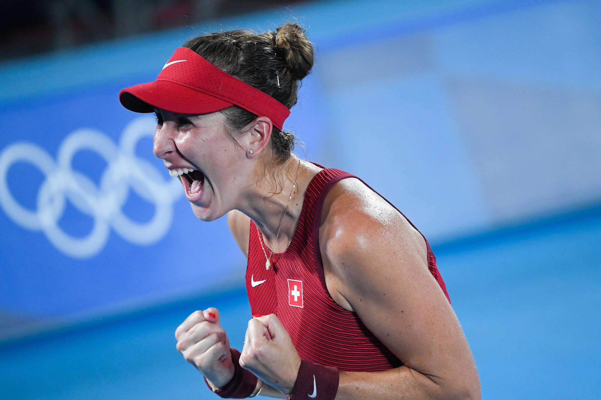 Belinda Bencic Yelling In Victory Background