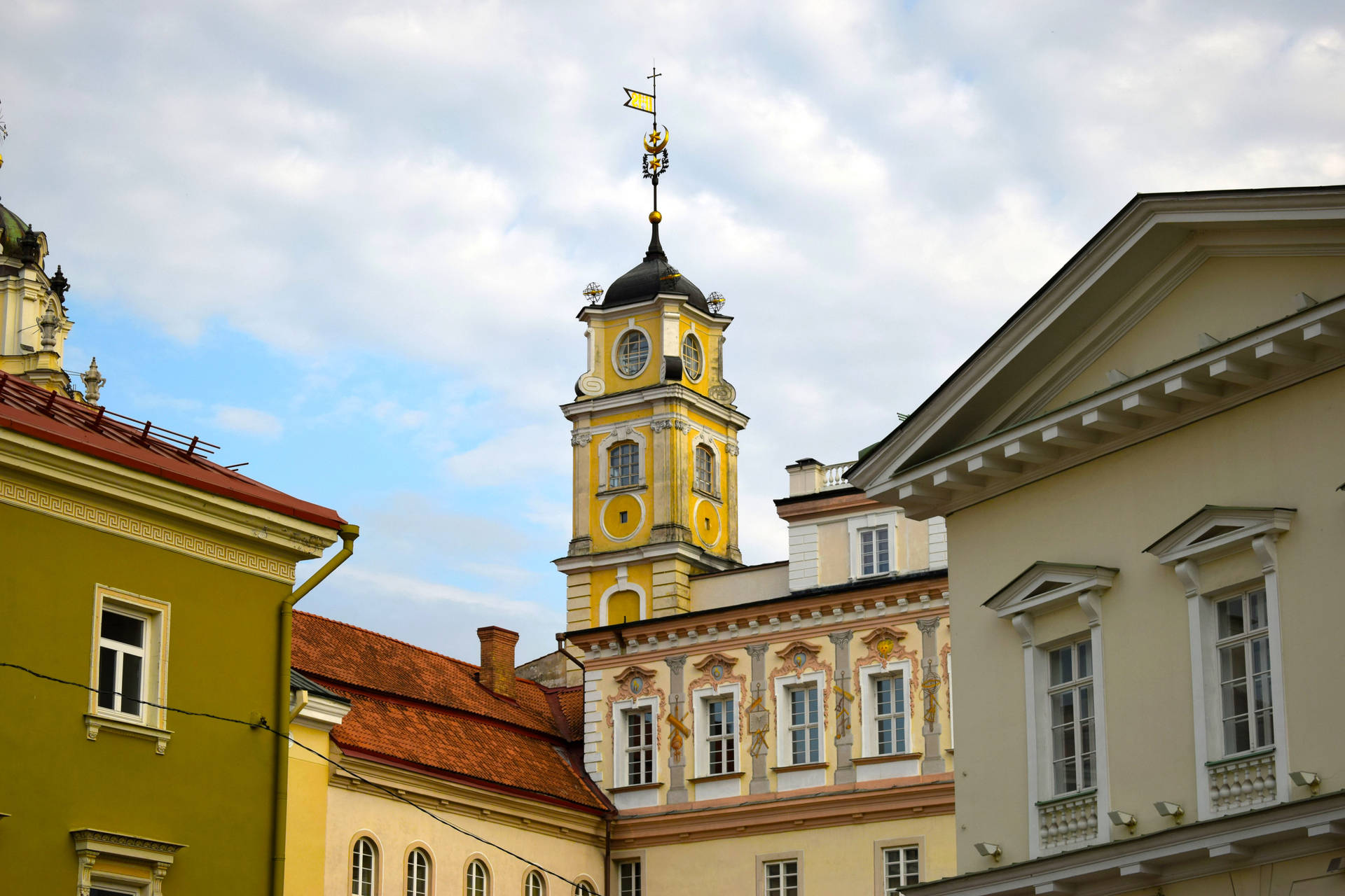 Bell Tower At Vilnius University Background