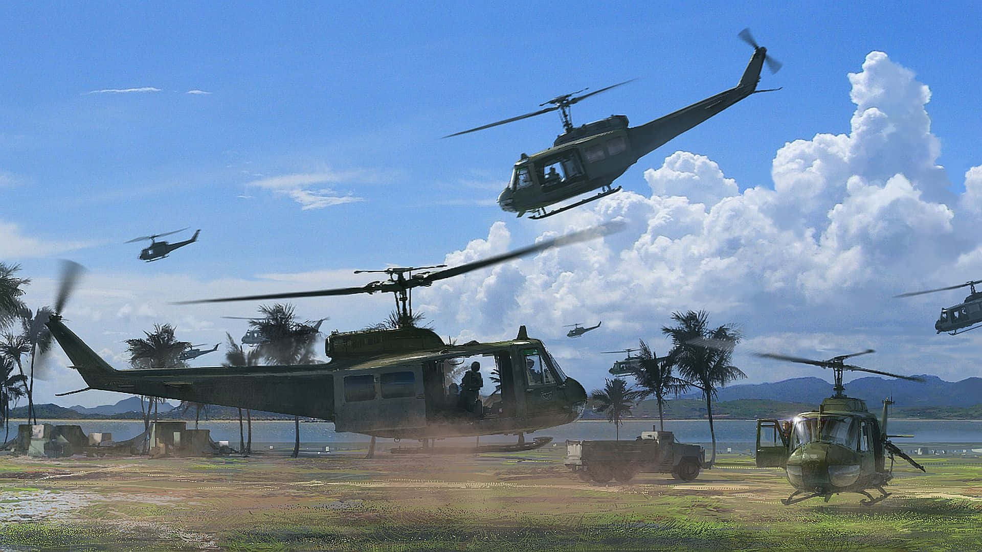 Bell Uh-1 Iroquois Utility Cool Helicopters Background