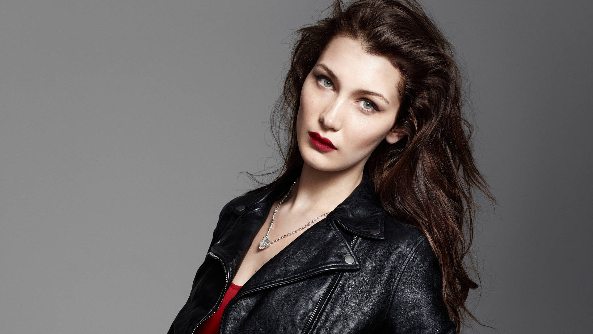 Bella Hadid In Leather Jacket Background