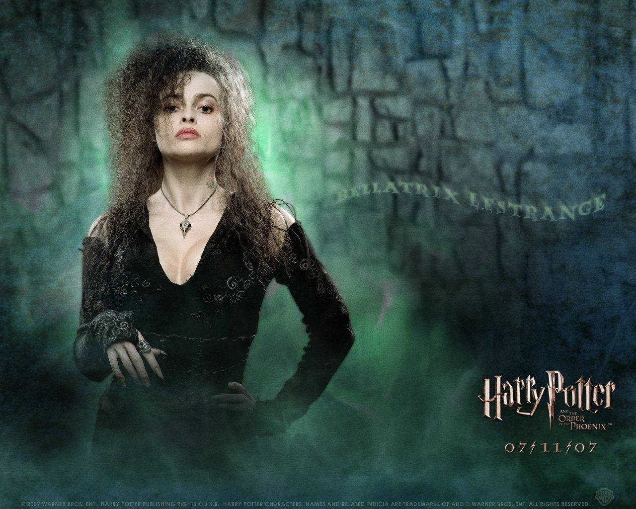 Bellatrix Lestrange With Green Smoke Background