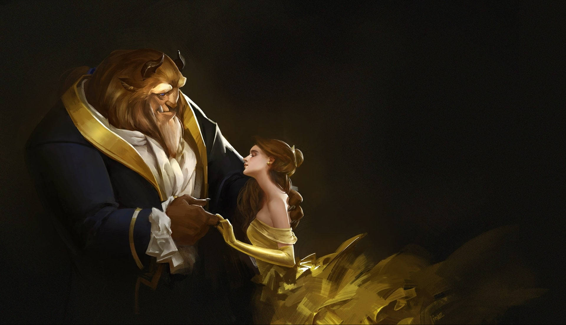Belle And Beast Painting Background