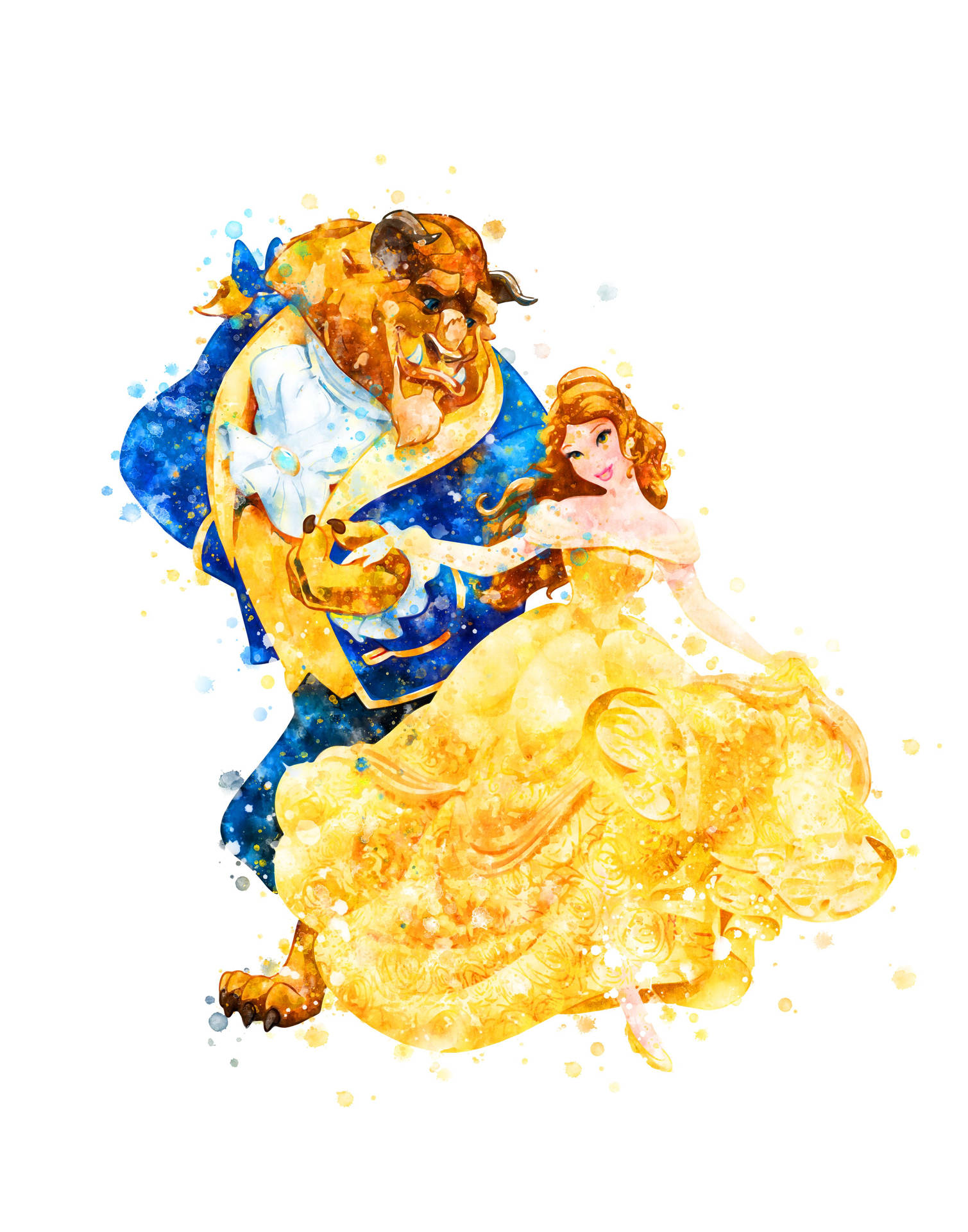 Belle And Beast Watercolor Background