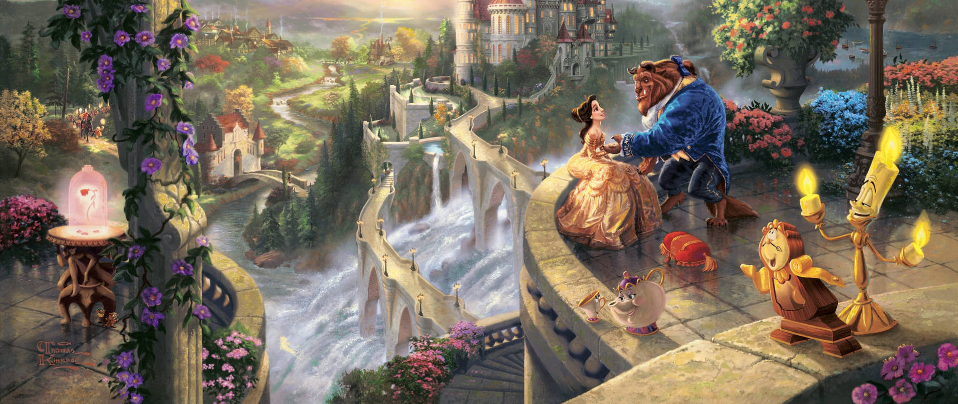 Belle In Disney Castle Background