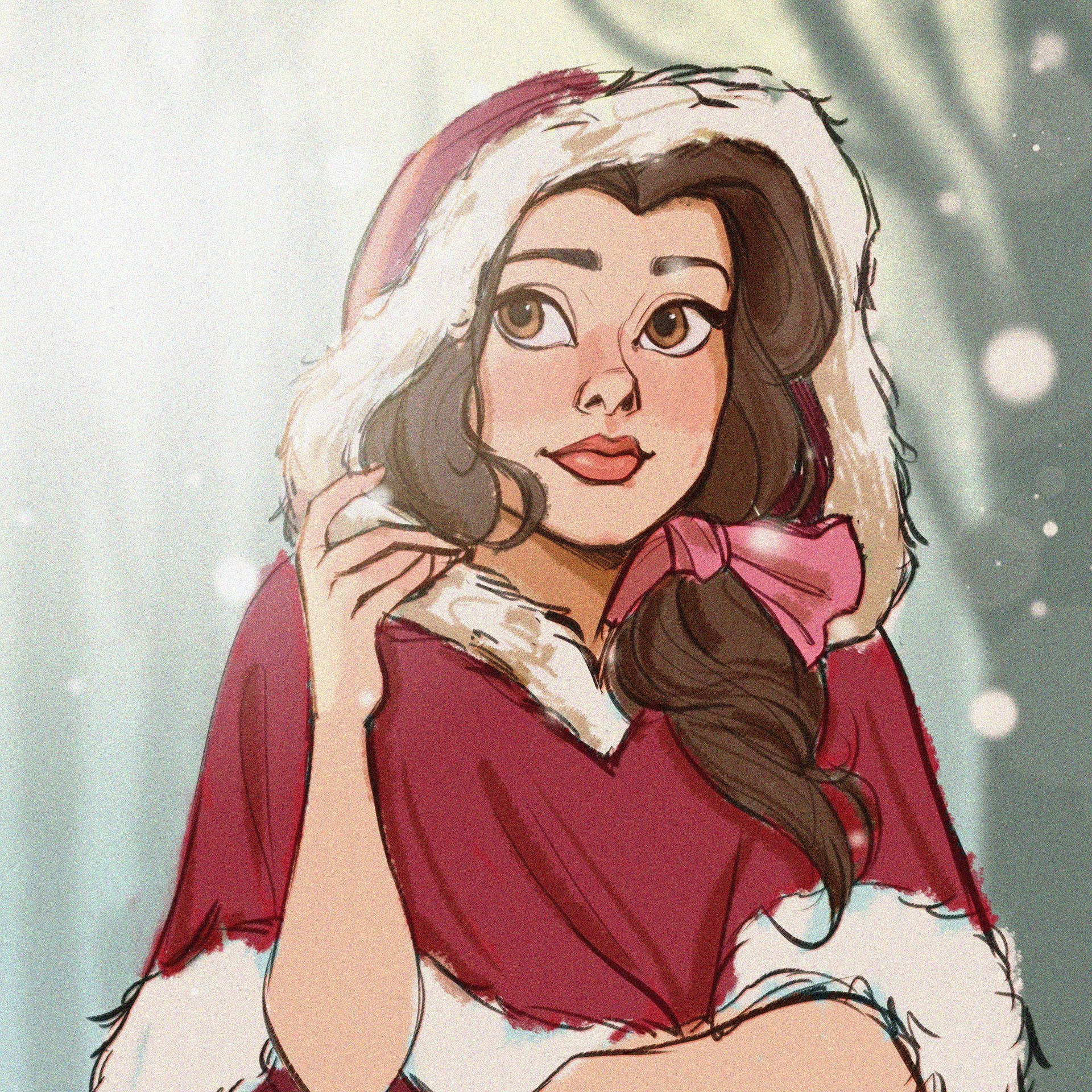 Belle In Winter Outfit Background