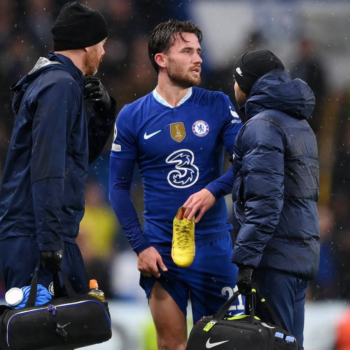 Ben Chilwell Holding One Shoe Background