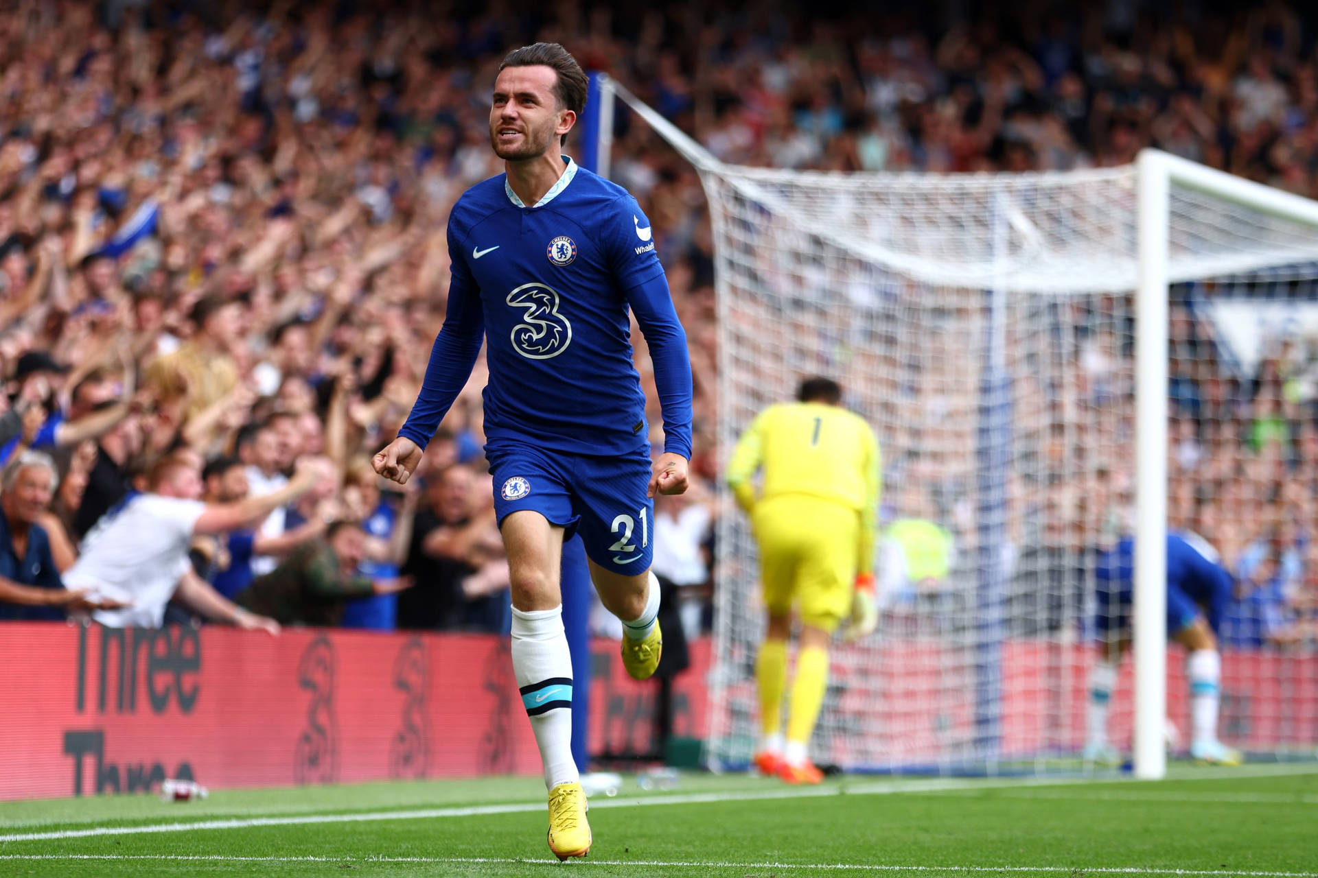 Ben Chilwell Running With Clenched Fists Background