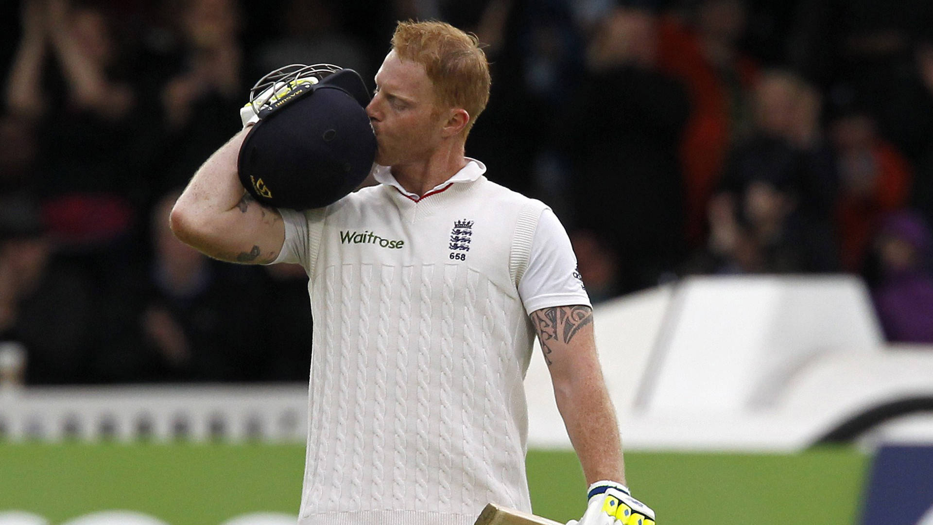 Ben Stokes Kissing His Helmet