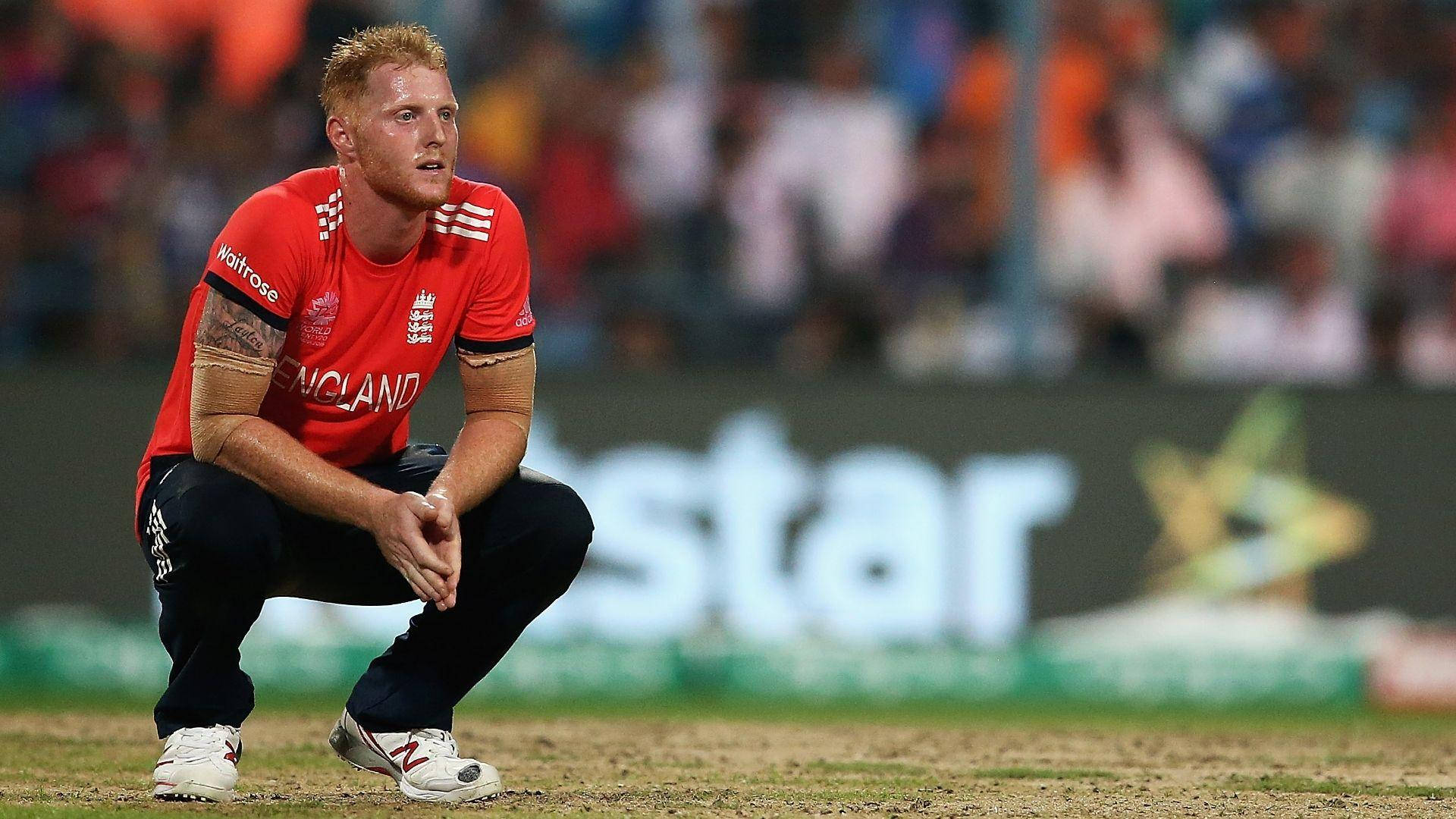 Ben Stokes Resting On The Field Background