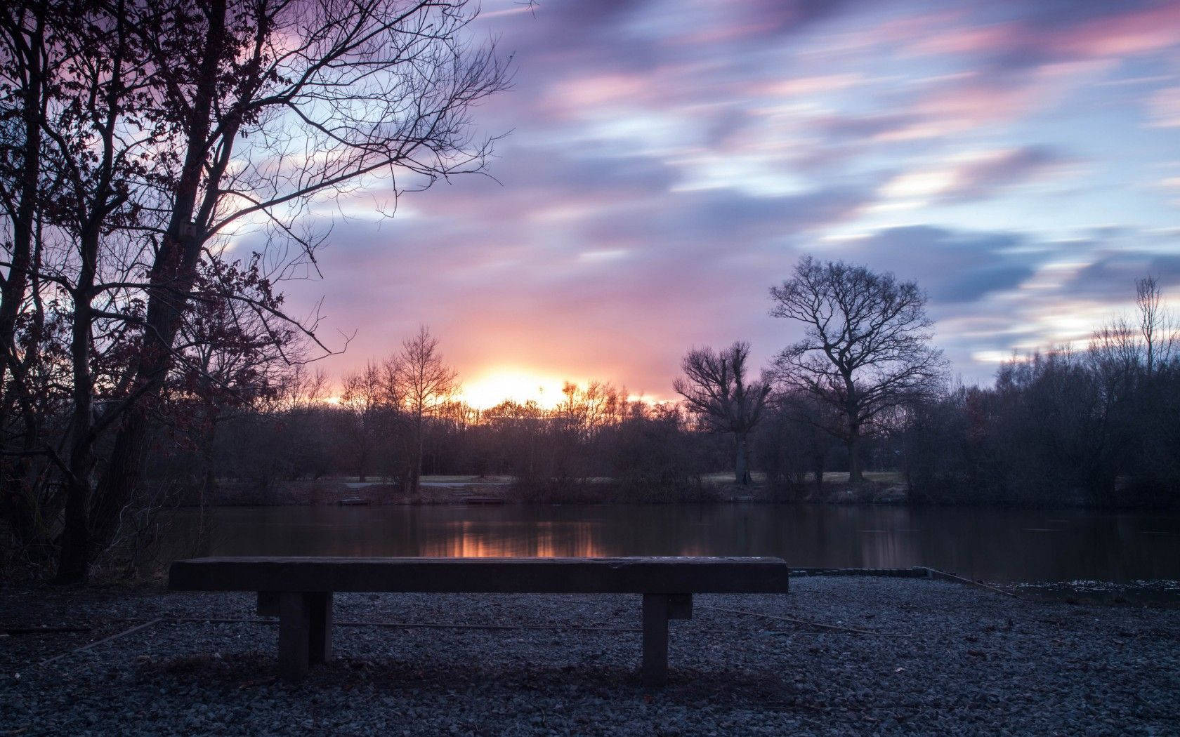 Bench At Twilight Background